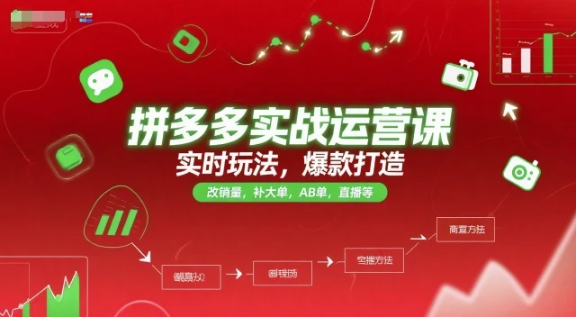 拼多多实战运营课,实时玩法,爆款打造,改销量,补大单,AB单,直播等(更新2025月)-创业猫 拼多多实战运营课,实时玩法,爆款打造,改销量,补大单,AB单,直播等(更新2025月)