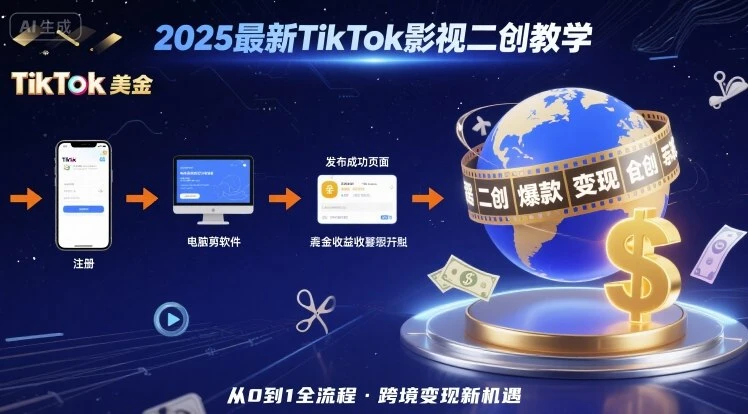 2025年最新TikTok影视二创教学,从注册到发布撸美金全流程,跨境变现新机遇-创业猫 2025年最新TikTok影视二创教学,从注册到发布撸美金全流程,跨境变现新机遇
