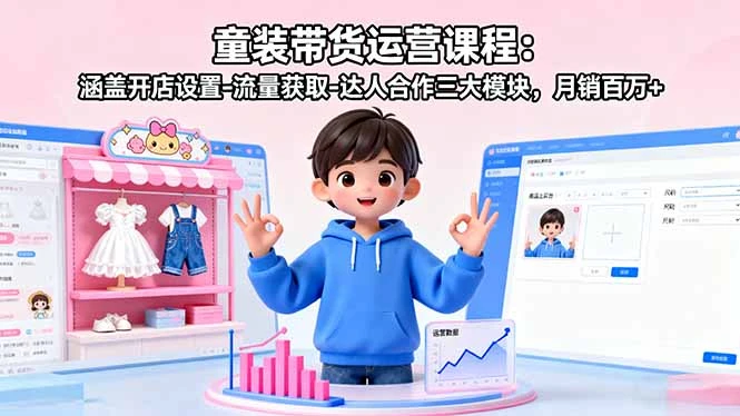 【精】童装带货运营课程:涵盖开店设置-流量获取-达人合作三大模块,月销百万+-创业猫 【精】童装带货运营课程:涵盖开店设置-流量获取-达人合作三大模块,月销百万+