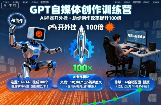 GPT自媒体创作训练营:AI神器开外挂,助你创作效率提升100倍-创业猫 GPT自媒体创作训练营:AI神器开外挂,助你创作效率提升100倍