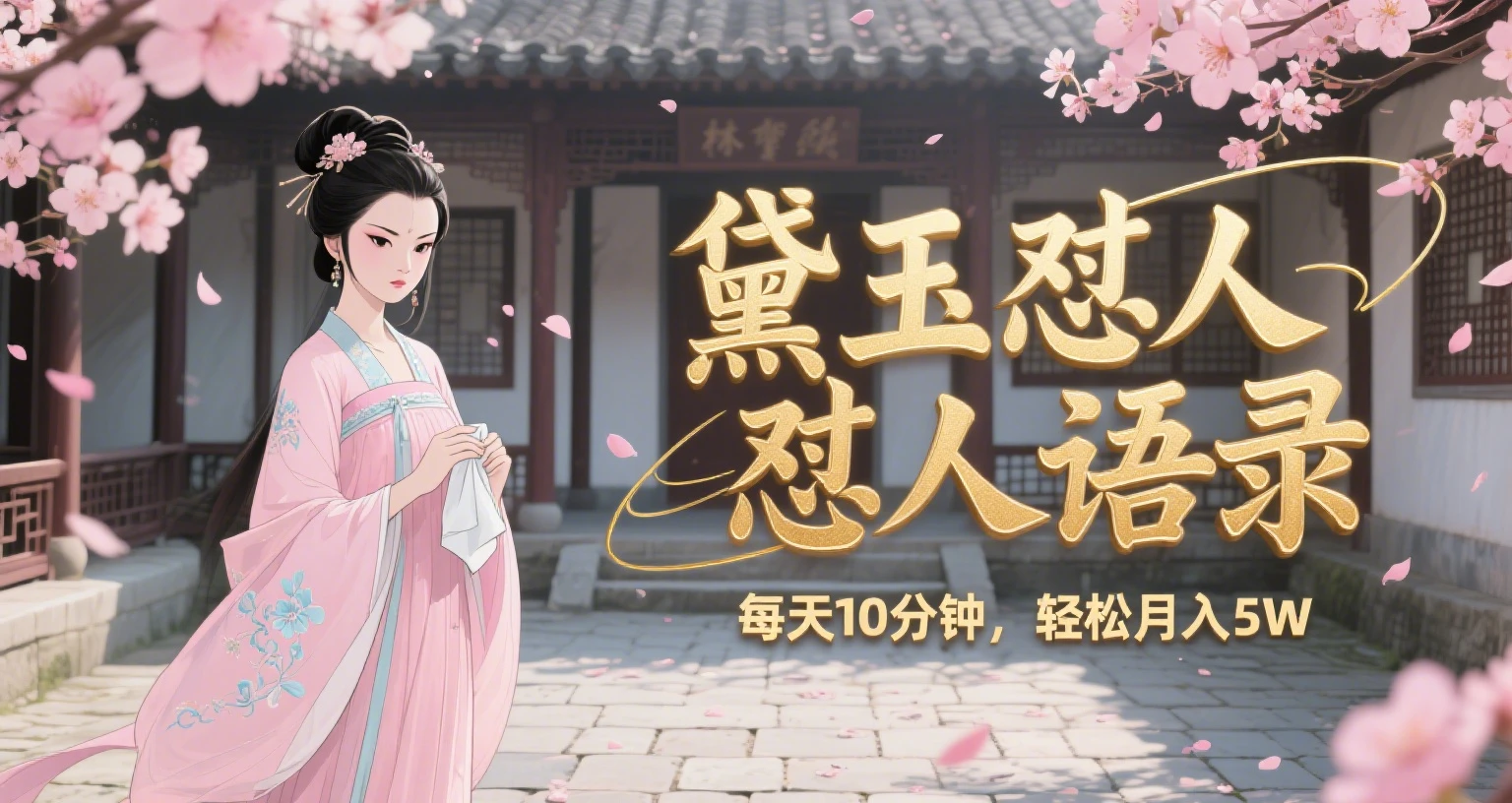 【精】林黛玉怼人语录 怼人鸡汤  AI产出图片视频文案 每天十分钟 附提示词文案库  带书 带素材 带提示词 带虚拟资料 带徒弟 创作者分成 月入5W+