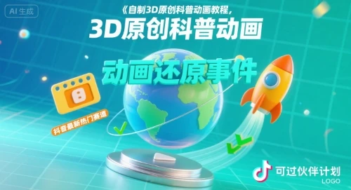 【精】自制3D原创科普动画教程，动画还原事件，抖音最新热门赛道，可过伙伴计划