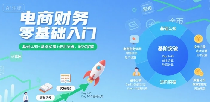 【精】电商财务零基础入门，基础认知+基础实操+进阶突破，轻松掌握