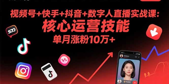 【精】视频号+快手+抖音+数字人直播实战课(9月