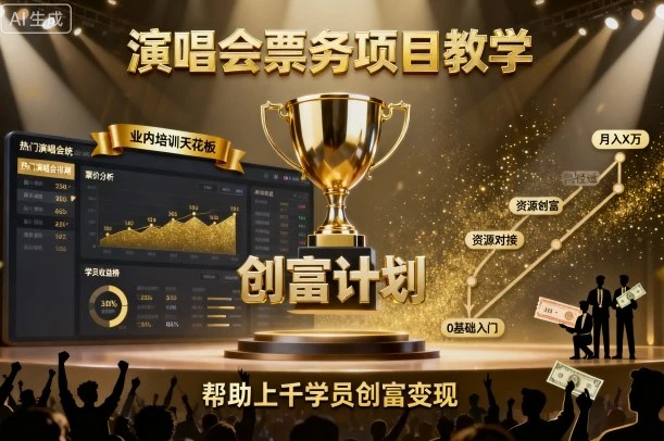 演唱会票务项目教学，业内培训天花板，帮助上千学员创富变现(更新)