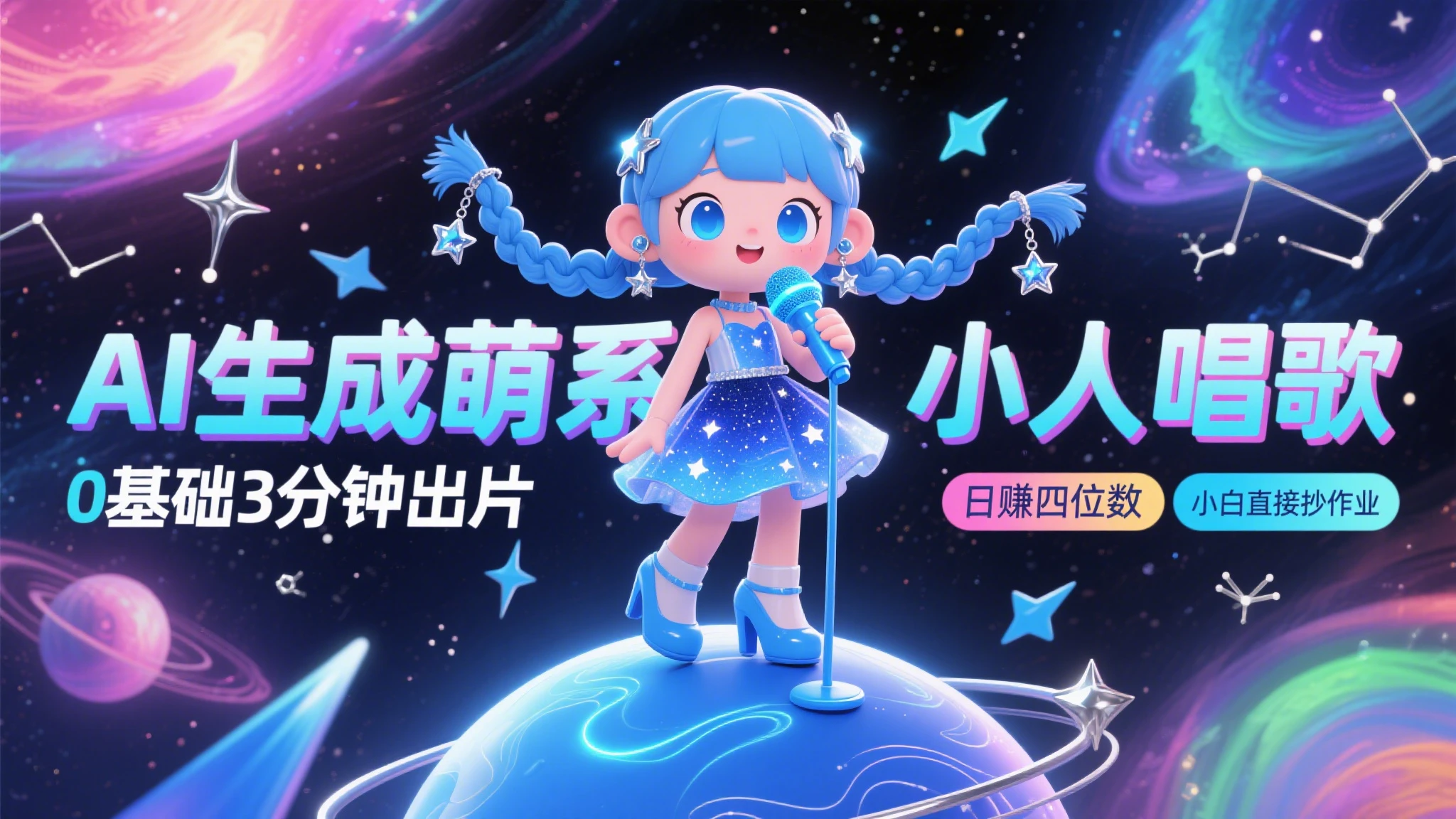 28个作品涨粉9万，AI生成萌系小人唱歌！0基础3分钟出片，单日变现1000+，小白直接抄作业