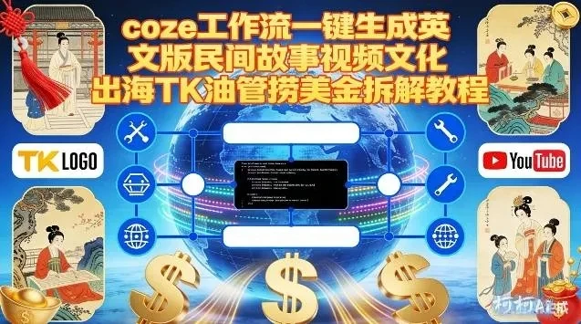 Coze扣子工作流一键生成英文版民间故事视频，文化出海TK油管捞美金拆解教程