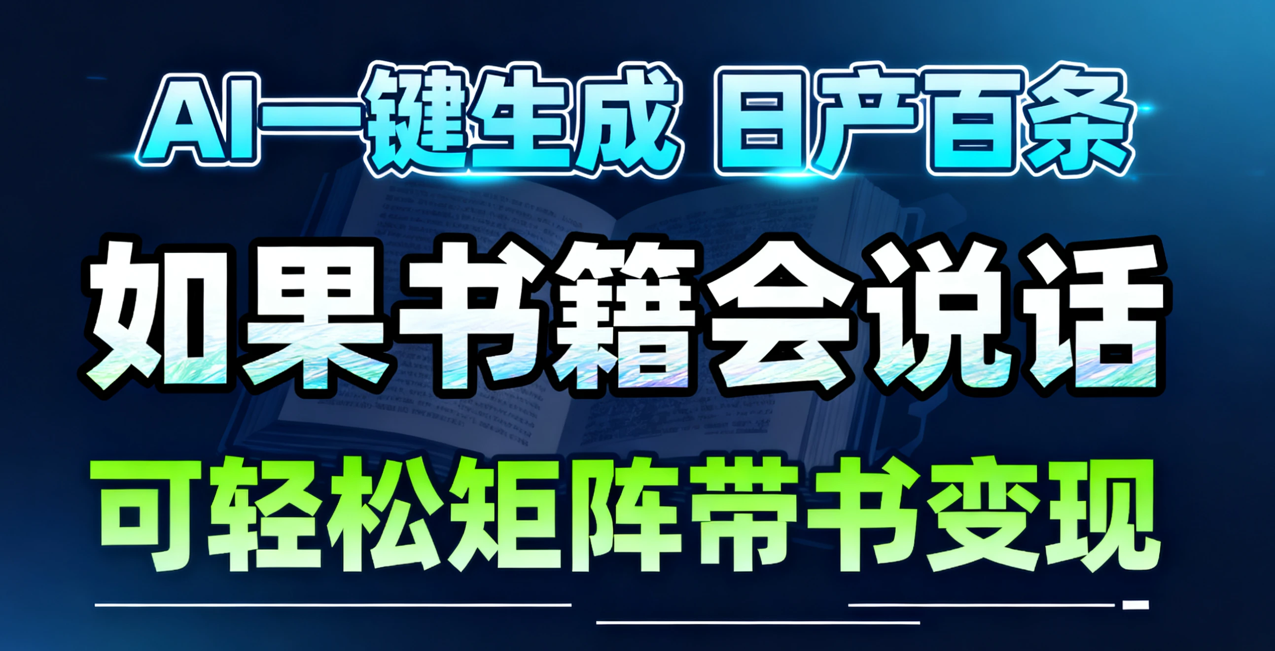 AI书籍会说话视频一键生成！30S一条素材，你敢想一天能做多少视频，做多少账号？！做账号就像呼吸一样简单！矩阵做，月入10W简简单单！