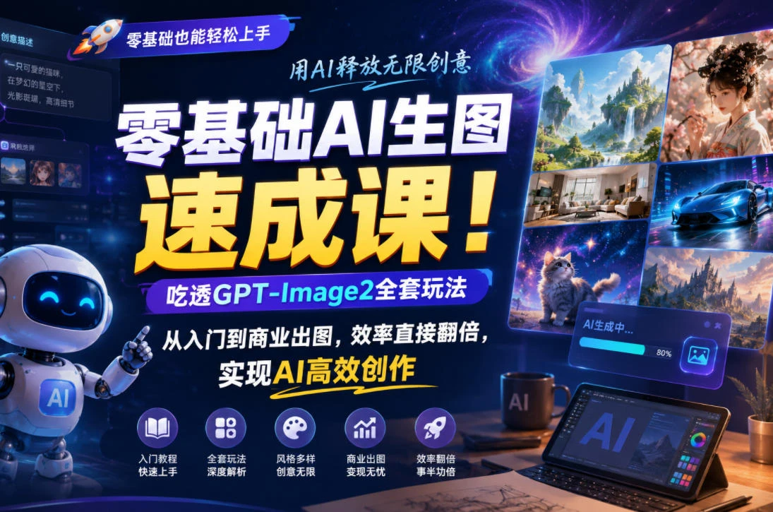 【精】零基础AI生图速成课!吃透GPT-Image2全套玩法,从入门到商业出图,效率直接翻倍,实现AI高效创作