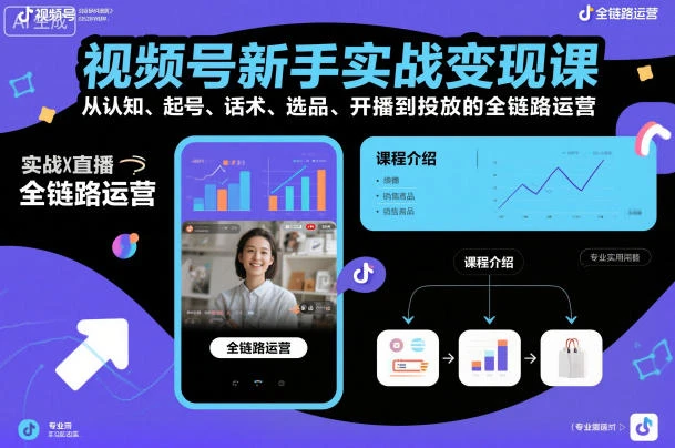 【精】视频号新手实战变现课,从认知、起号、话术、选品、开播到投放的全链路运营 【精】视频号新手实战变现课,从认知、起号、话术、选品、开播到投放的全链路运营