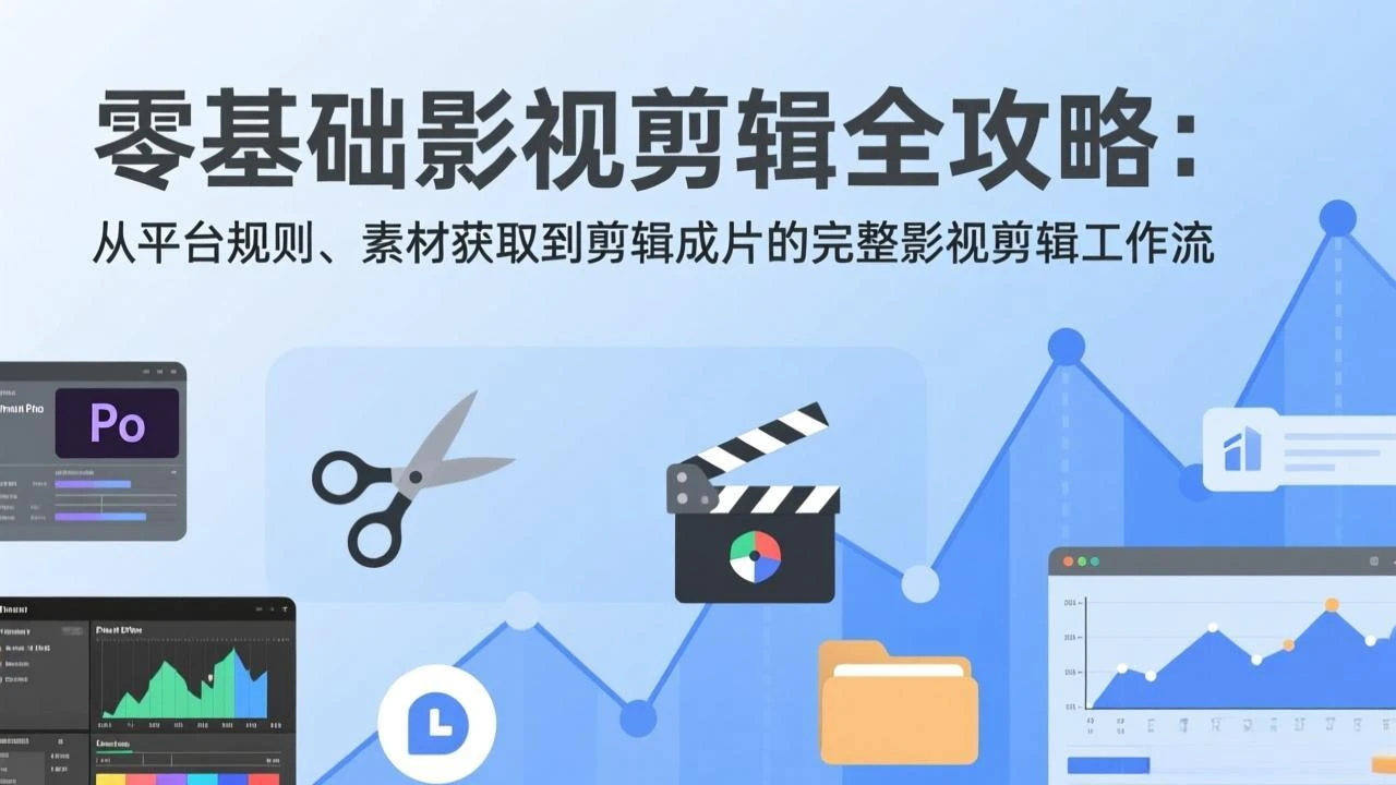 【精】零基础影视剪辑全攻略：从平台规则、素材获取到剪辑成片的完整影视剪辑工作流