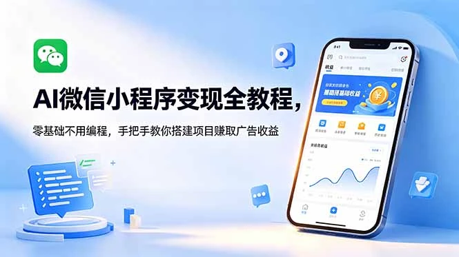【精】AI微信小程序变现全教程,零基础不用编程,手把手教你搭建项目赚取广告收益