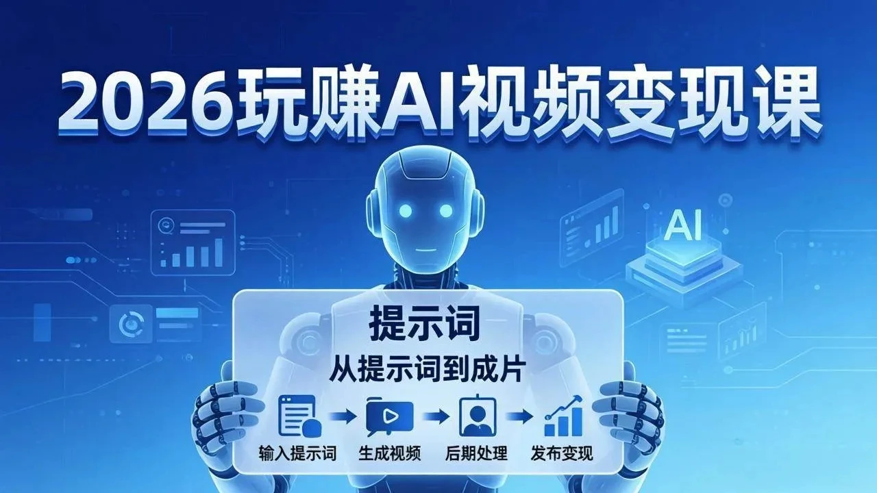 【精】2026玩赚AI视频变现课:掌握 AI 视频全流程技能,从提示词到成片高效产出 【精】2026玩赚AI视频变现课:掌握 AI 视频全流程技能,从提示词到成片高效产出
