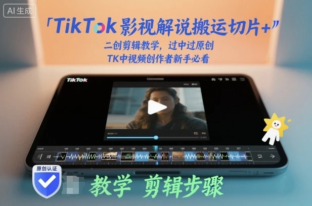 【精】TikTok影视解说搬运切片+二创剪辑教学，过中过原创，TK中视频创作者新手必看
