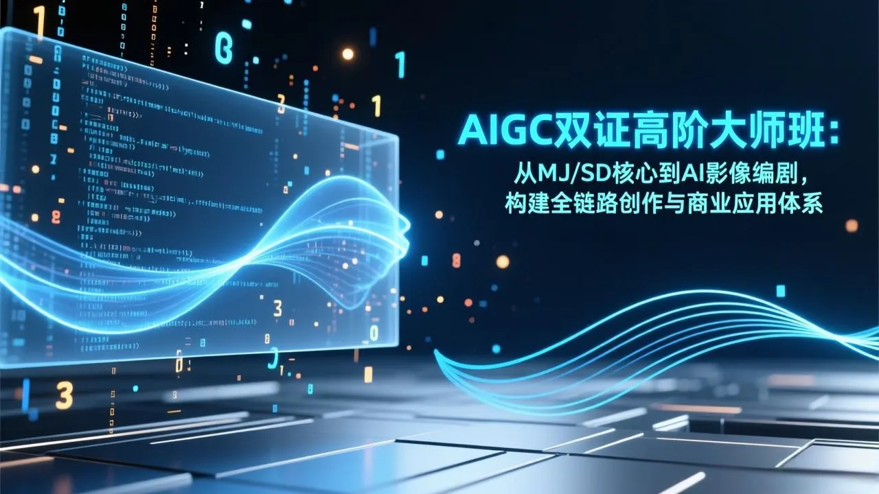 【精】AIGC双证高阶大师班：从MJ/SD核心到AI影像编剧，构建全链路创作与商业应用体系
