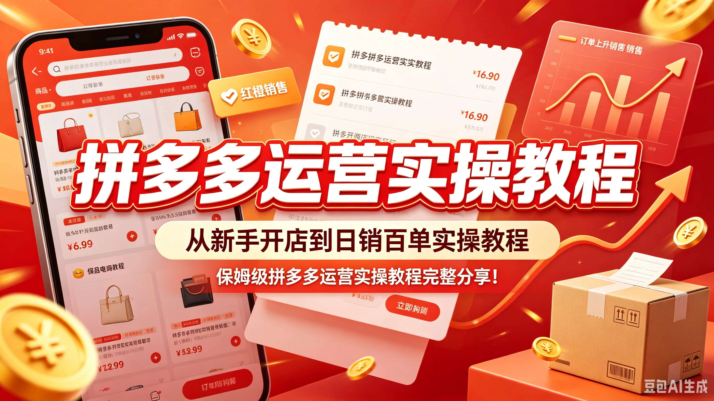 【精】拼多多运营实操教程,从新手开店到日销百单实操教程,保姆级拼多多运营实操教程完整分享!
