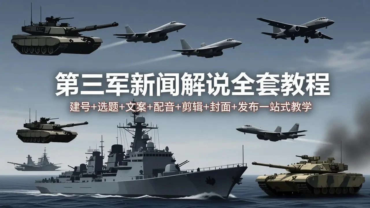 【精】第三军迷新闻解说全套教程：建号+选题+文案+配音+剪辑+封面+发布一站式教学