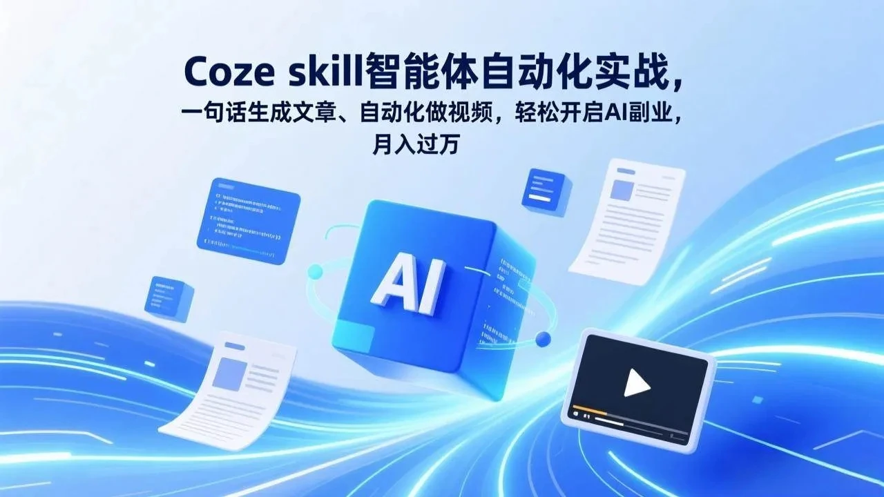 【精】Coze skill智能体自动化实战，一句话生成文章、自动化做视频，轻松开启AI副业，月入过万