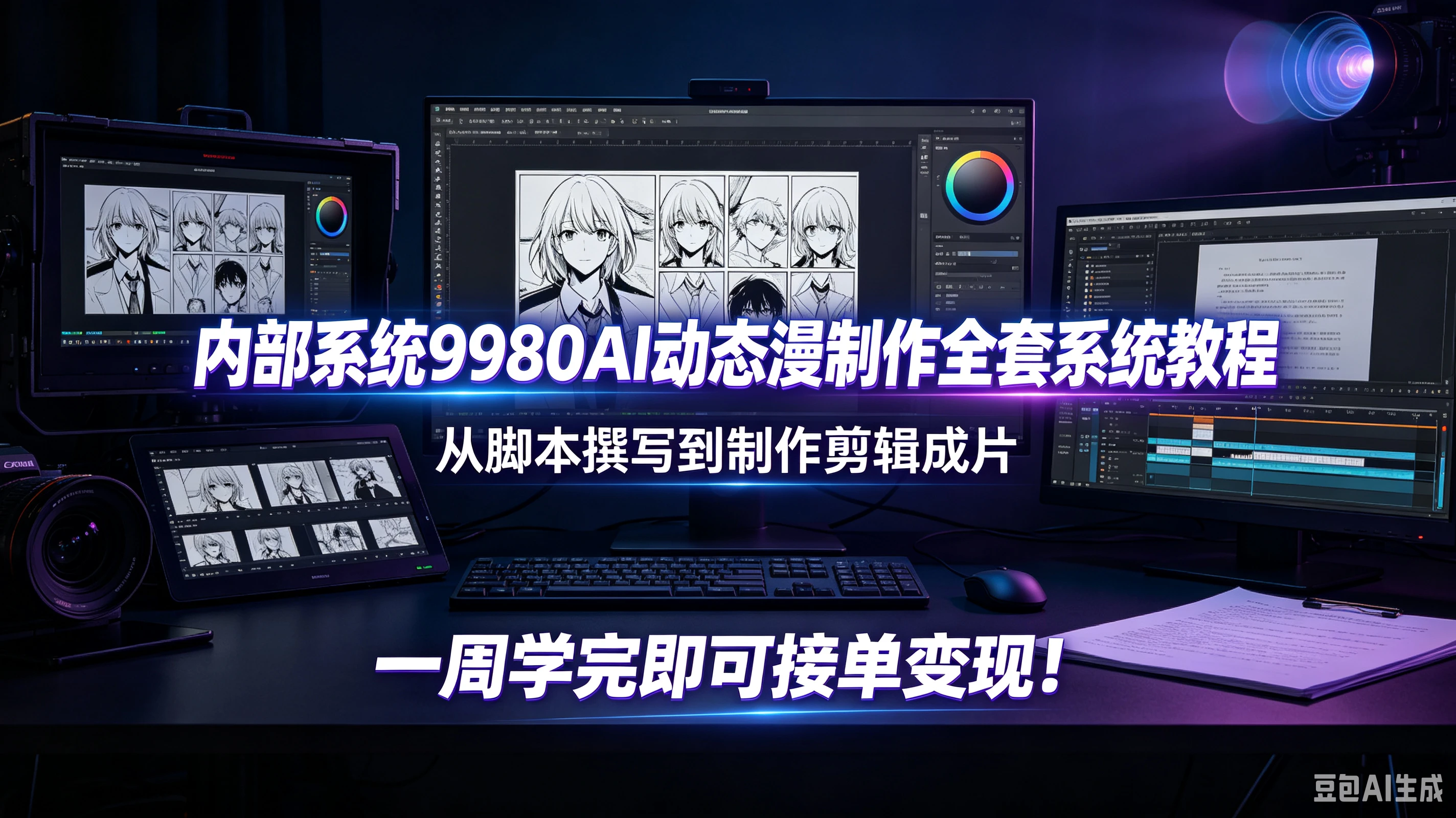 【精】内部系统9980AI动态漫制作全套系统教程,从脚本撰写到制作剪辑成片,一周学完即可接单变现!