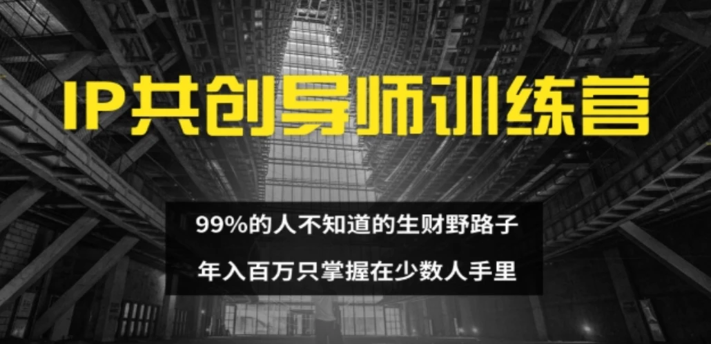 IP共创导师训练营 99%的人不知道的生财野路子 只掌握在少数人手里