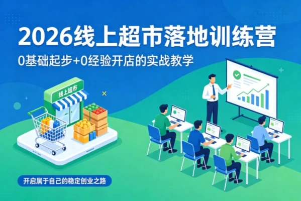 【精】2026线上超市落地训练营，0基础起步+0经验开店的实战教学，开启属于自己的稳定创业之路